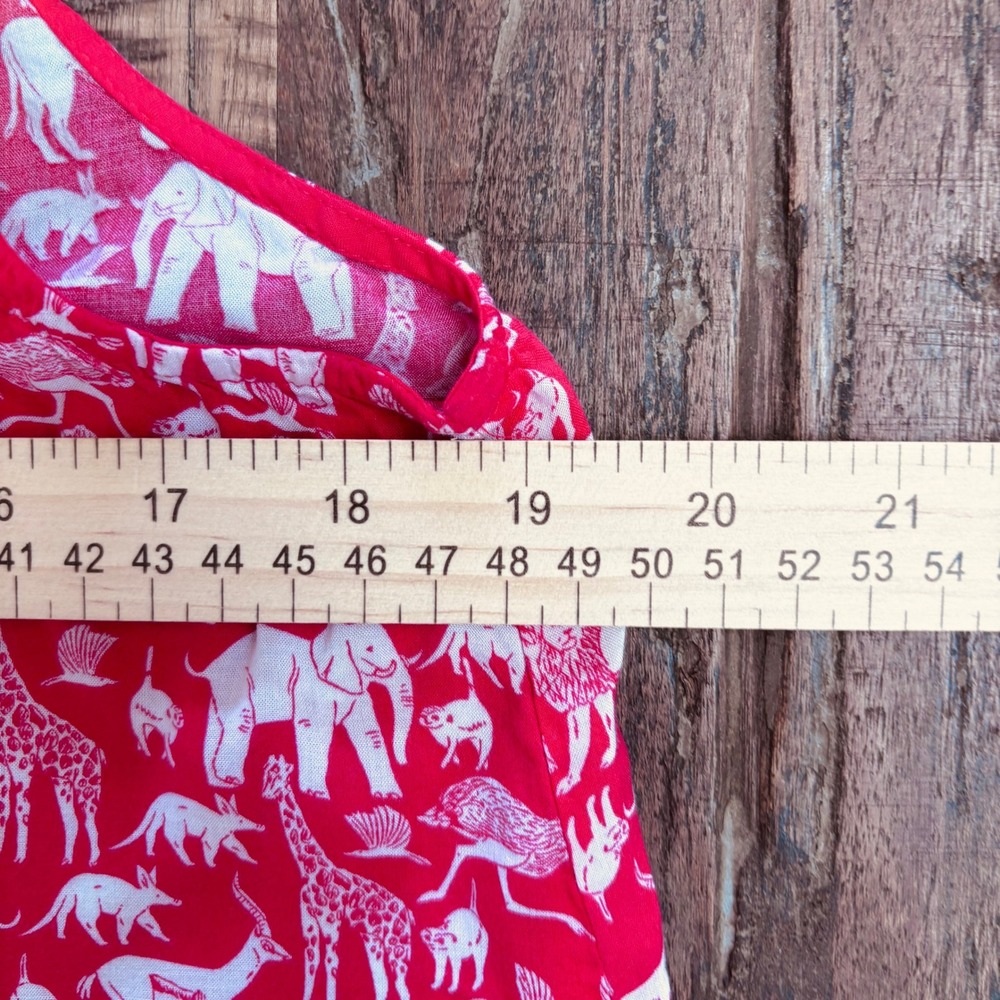 Maeve Anthropologie Whimsical Blouse Red White Safari Animal Print Sleeveless - Picture 5 of 9